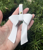White Leather Bow Purse Bag Charm