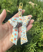 Fall Leopard Leather Bow Purse Bag Charm