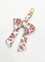 Football Pattern Leather Bow Purse Bag Charm
