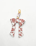 Football Pattern Leather Bow Purse Bag Charm