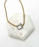 Mixed Metal Silver Gold Stainless Steel Buckle Necklace