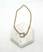Mixed Metal Silver Gold Stainless Steel Buckle Necklace