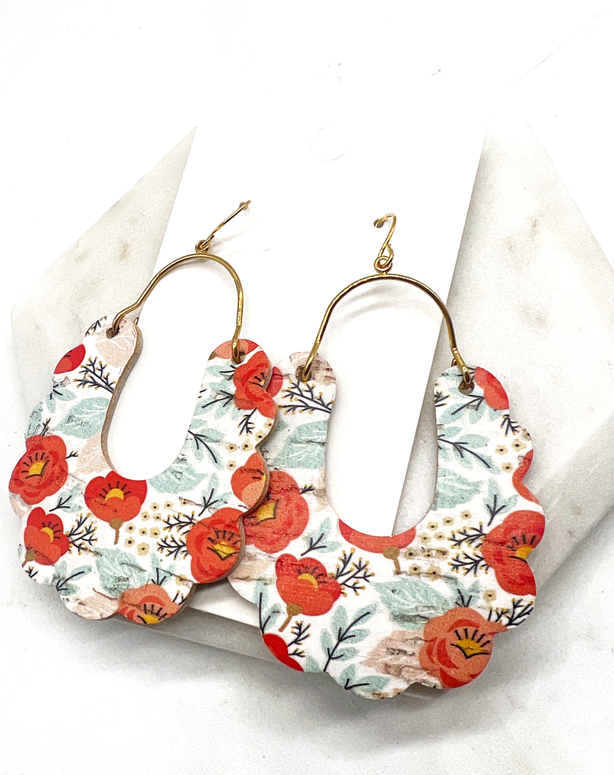 Poppy Dahlia Corkleather Earrings
