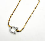 Mixed Metal Silver Gold Stainless Steel Buckle Necklace