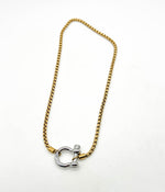 Mixed Metal Silver Gold Stainless Steel Buckle Necklace