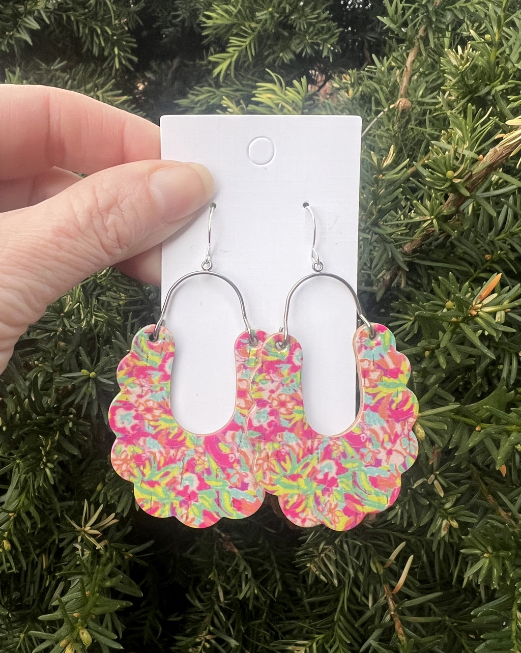 Lily Print Dahlia Corkleather Earrings