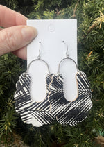 Palm Print Dahlia Corkleather Earrings