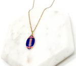 Red Blue Football Necklace Stainless Steel KU Patriots Bills