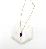Red Blue Football Necklace Stainless Steel KU Patriots Bills