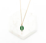 Green White Football Necklace Stainless Steel Lawrence Free State Jets Eagles