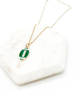 Green White Football Necklace Stainless Steel Lawrence Free State Jets Eagles