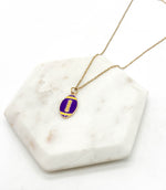 Purple Yellow Football Necklace Stainless Steel Vikings LSU