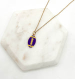 Purple Yellow Football Necklace Stainless Steel Vikings LSU
