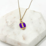 Purple Yellow Football Necklace Stainless Steel Vikings LSU