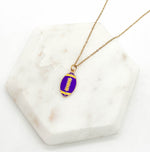 Purple Yellow Football Necklace Stainless Steel Vikings LSU