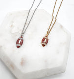 Silver Enamel Rhinestone Stainless Steel Football Necklace