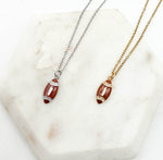 Silver Enamel Rhinestone Stainless Steel Football Necklace