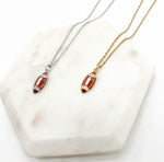 Silver Enamel Rhinestone Stainless Steel Football Necklace