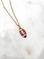 Gold Enamel Rhinestone Stainless Steel Football Necklace