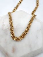 Gold Stainless Steel Double Link Necklace Pendant Option
