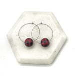 Red Buffalo Plaid Wood Bead Hoop Earrings