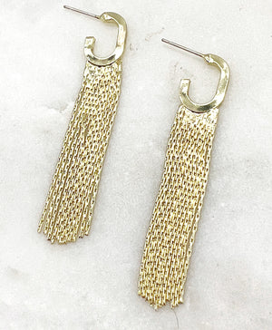 Gold Fringe Metal Huggie Hoop Earrings