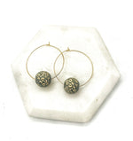 Olive Green Leopard Wood Bead Hoop Earrings