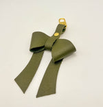 Olive Green Leather Bow Purse Bag Charm