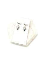 Silver Long Heart Bow Metal Earrings