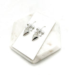 White Silver Bow Heart Earrings