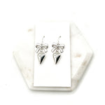 White Silver Bow Heart Earrings