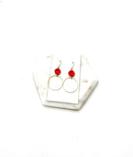 Red Ruby Gem Hoop Earrings