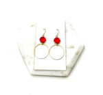 Red Ruby Gem Hoop Earrings