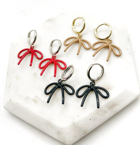 Loopy Bow Huggie Hoops, 3 colors