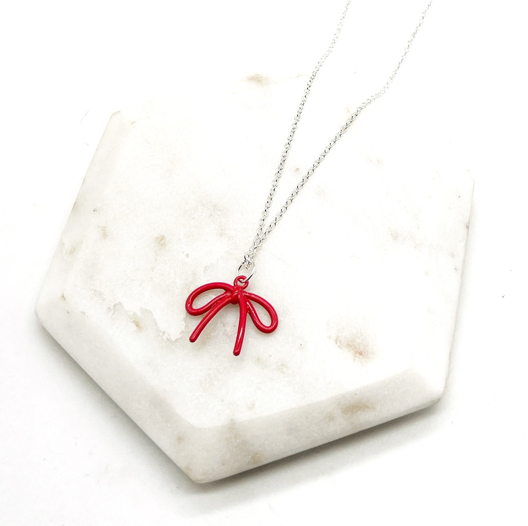 Red Loopy Bow Necklace