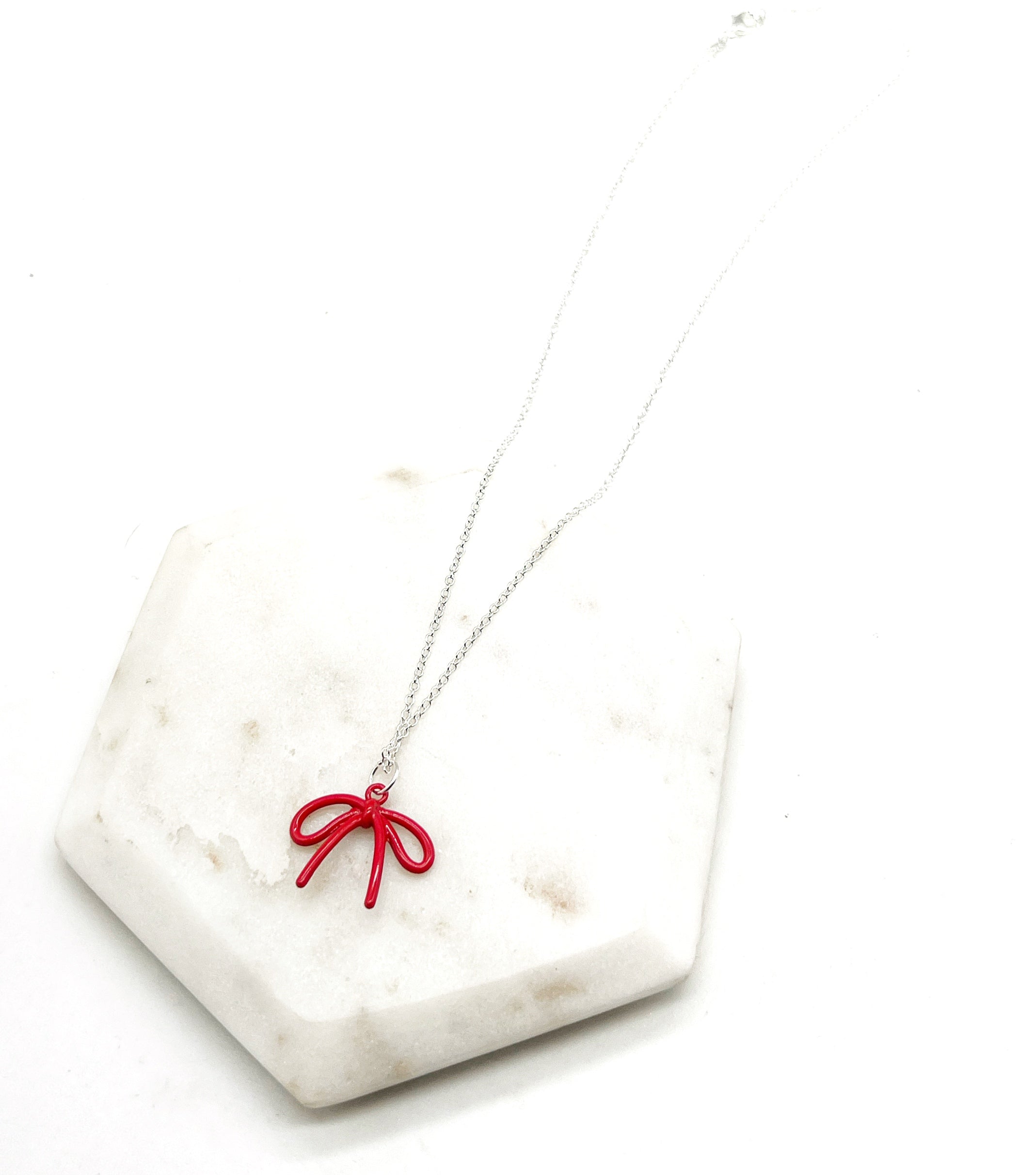 Red Loopy Bow Necklace