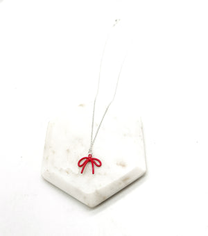 Red Loopy Bow Necklace