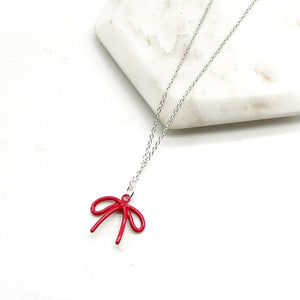 Red Loopy Bow Necklace