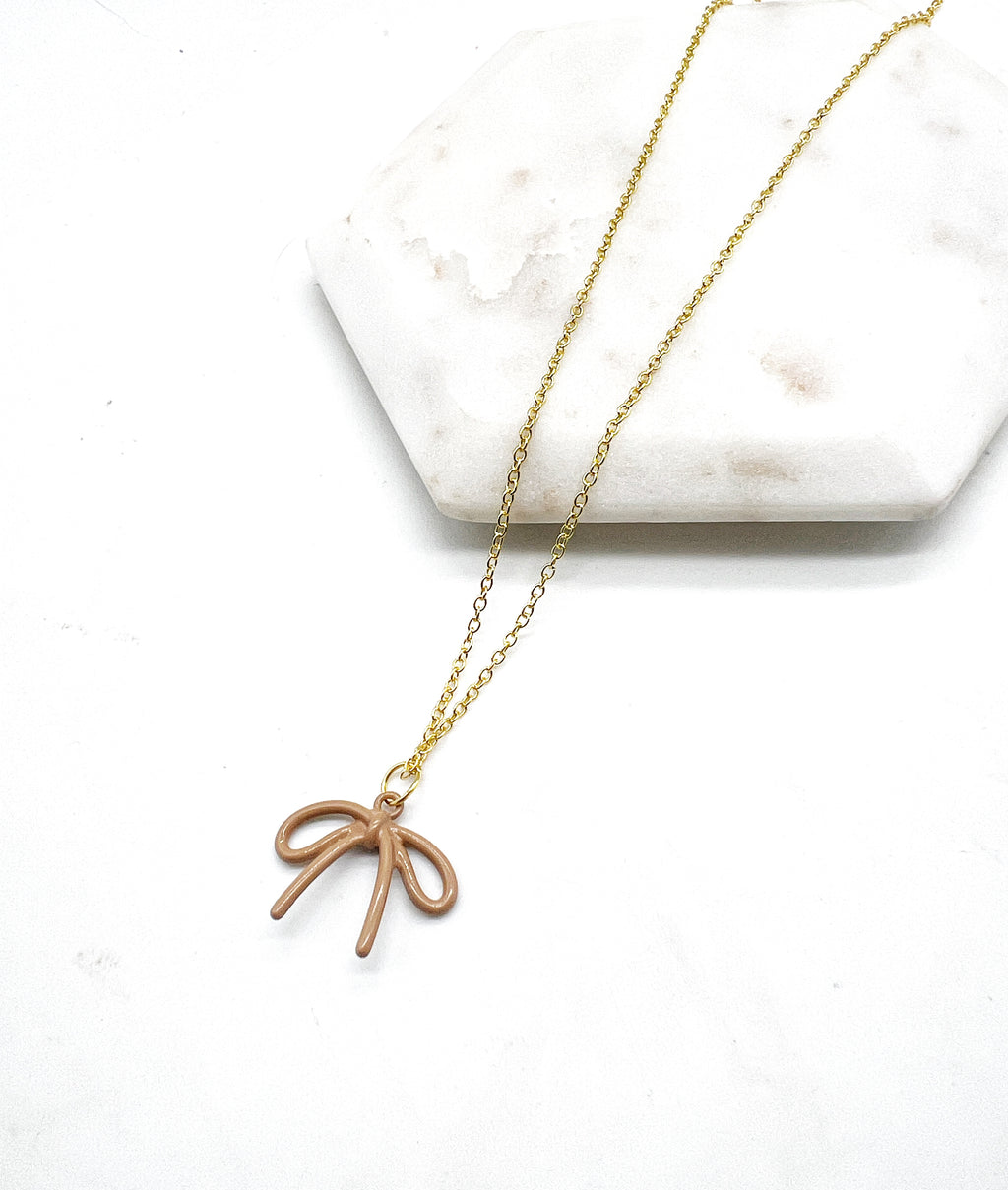 Brown Loopy Bow Necklace