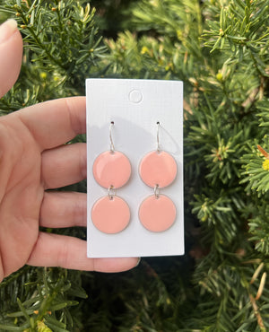 Peach Candy Enamel Duo Drop Earrings