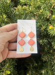 Peach Candy Double Diamond Enamel Earrings