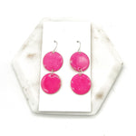 Hot Pink Candy Enamel Duo Drop Earrings