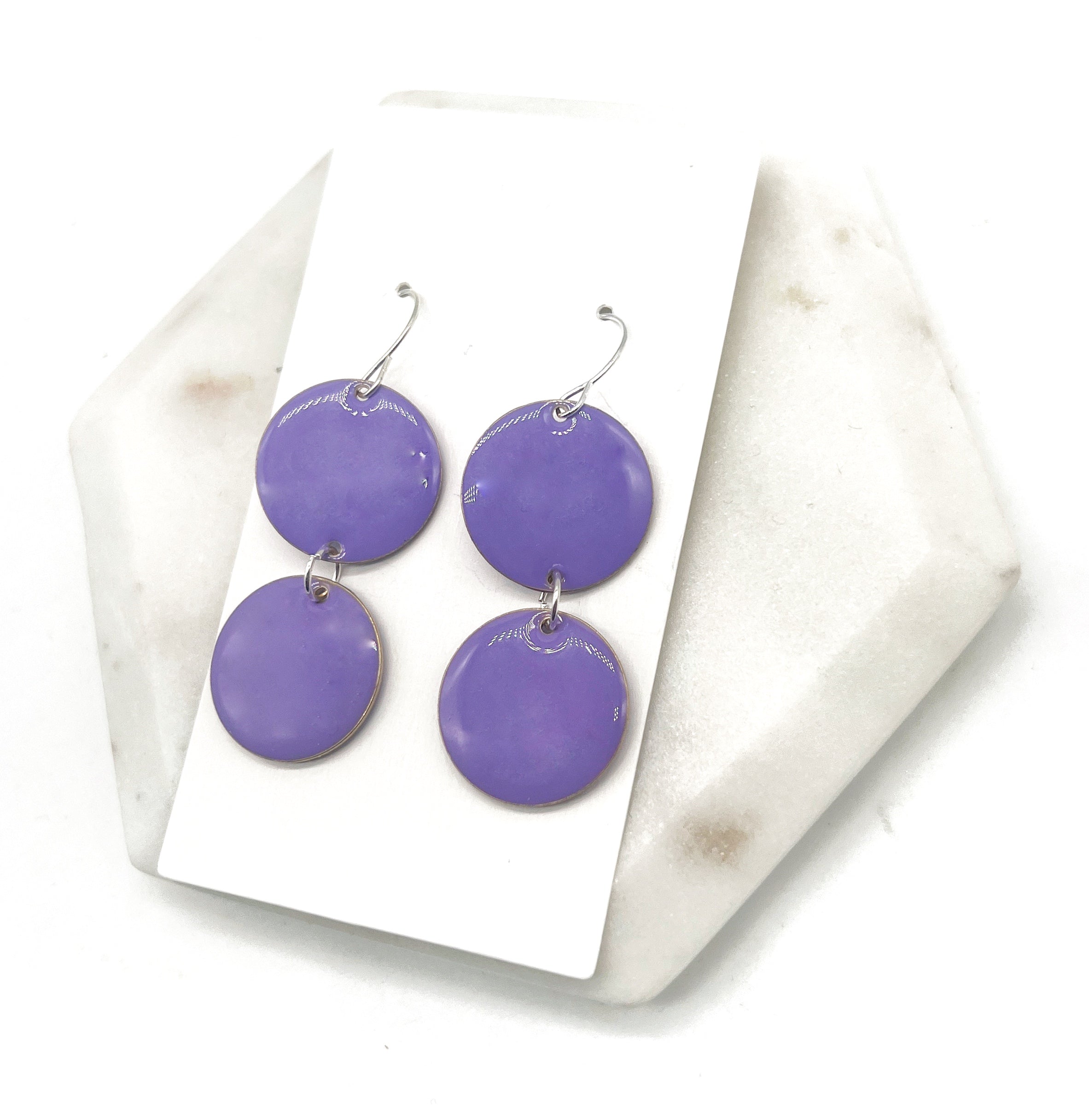 Purple Candy Enamel Duo Drop Earrings