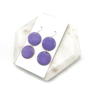 Purple Candy Enamel Duo Drop Earrings