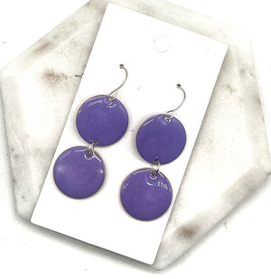 Purple Candy Enamel Duo Drop Earrings