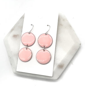 Peach Candy Enamel Duo Drop Earrings