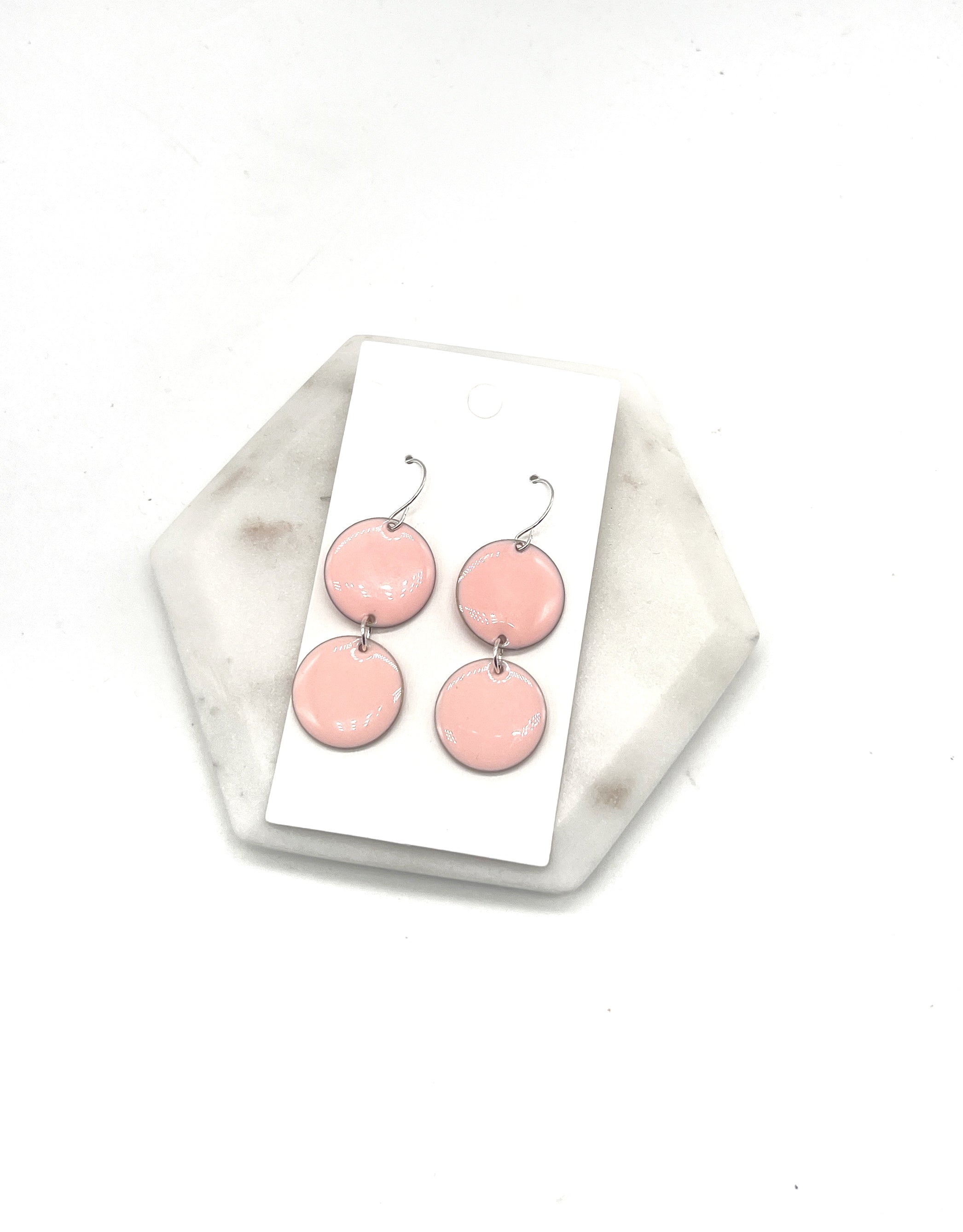 Peach Candy Enamel Duo Drop Earrings