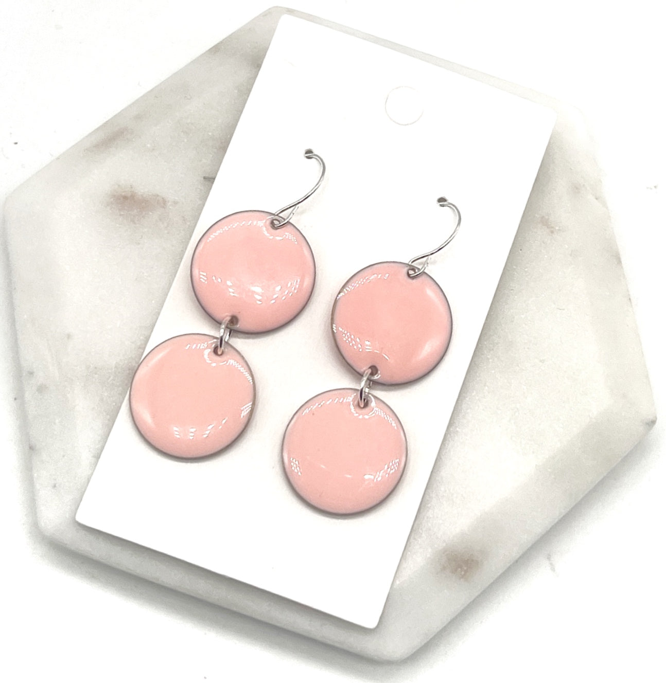 Peach Candy Enamel Duo Drop Earrings