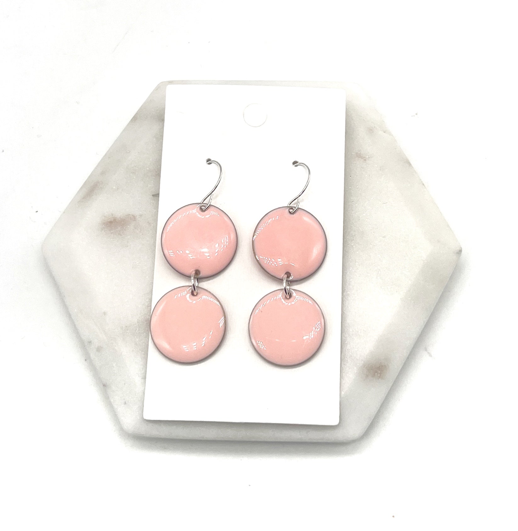 Peach Candy Enamel Duo Drop Earrings