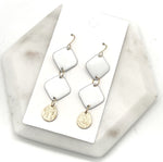 White Candy Double Diamond Enamel Earrings